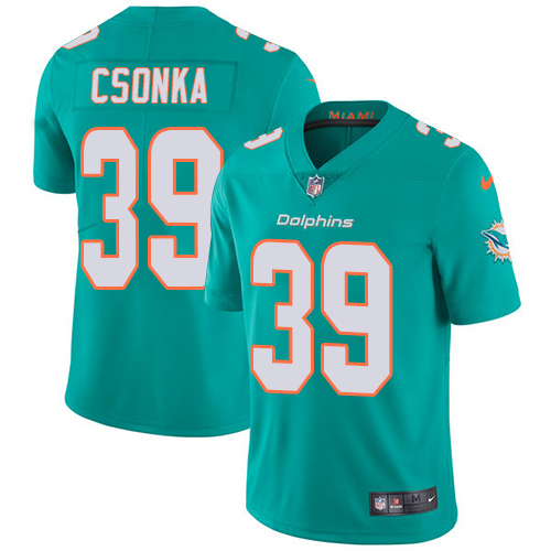 Nike Dolphins #39 Larry Csonka Aqua Green Team Color Youth Stitched NFL Vapor Untouchable Limited Jersey - Click Image to Close
